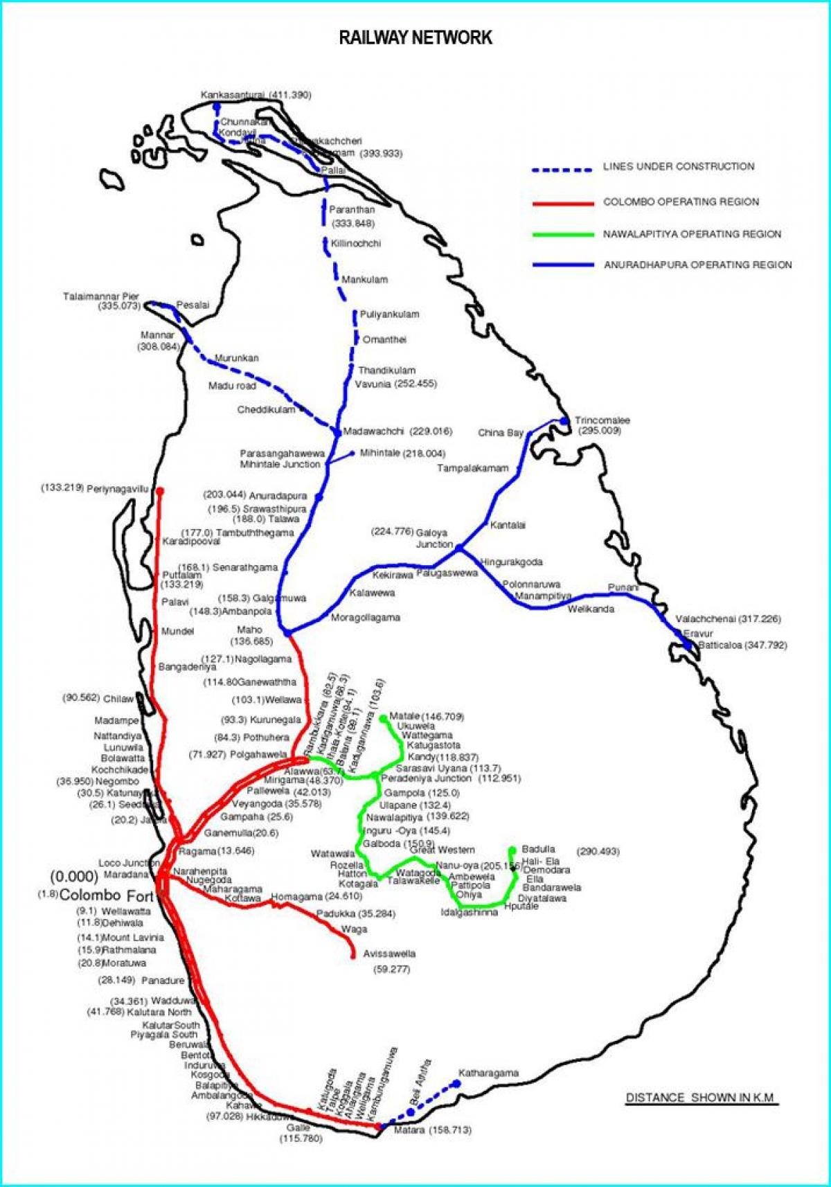 железнички пат мапата Шри Ланка