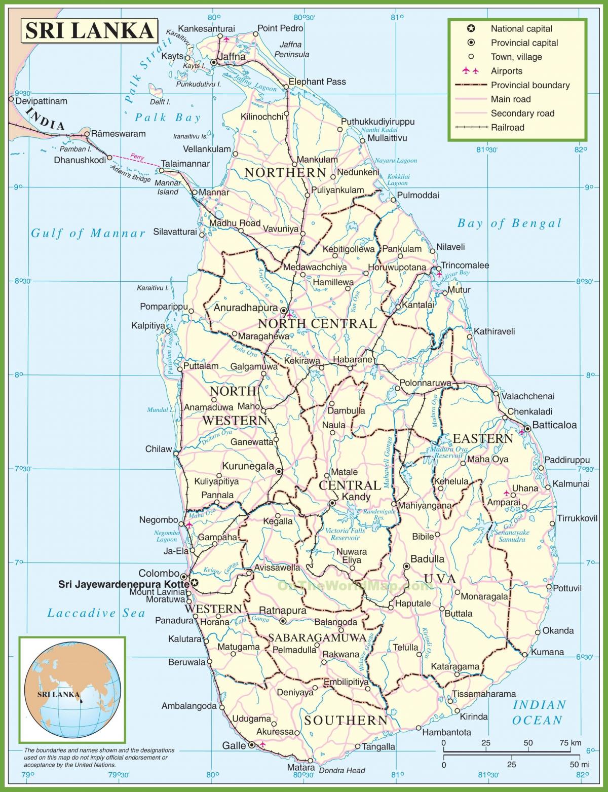 мапа на Шри Ланка