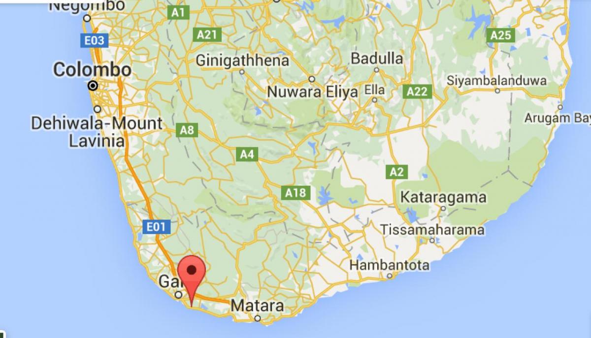  карта на јужна запад Шри Ланка