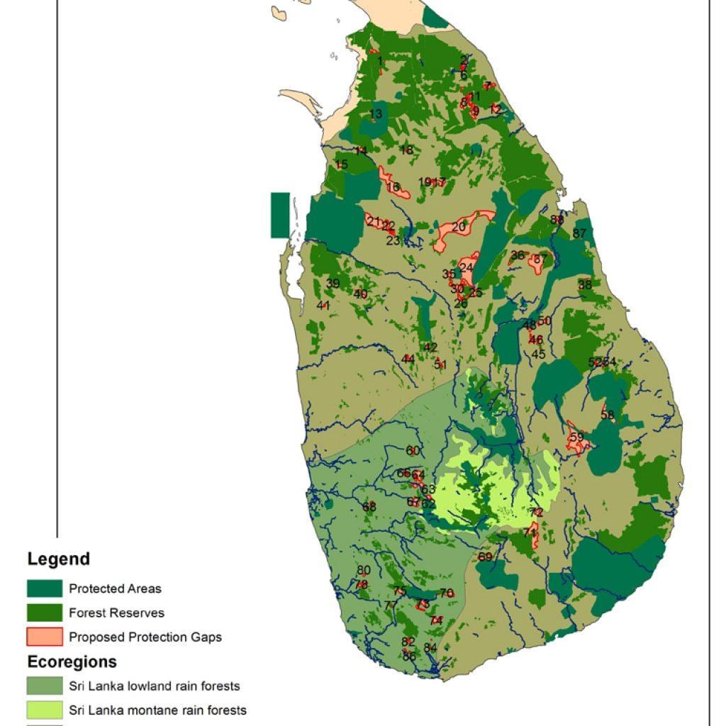 карта на Шри Lankan шуми