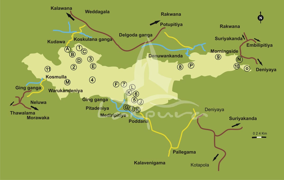 карта на sinharaja Шри Ланка