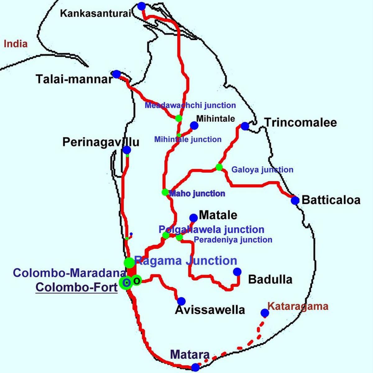 возовите во Шри Ланка мапа