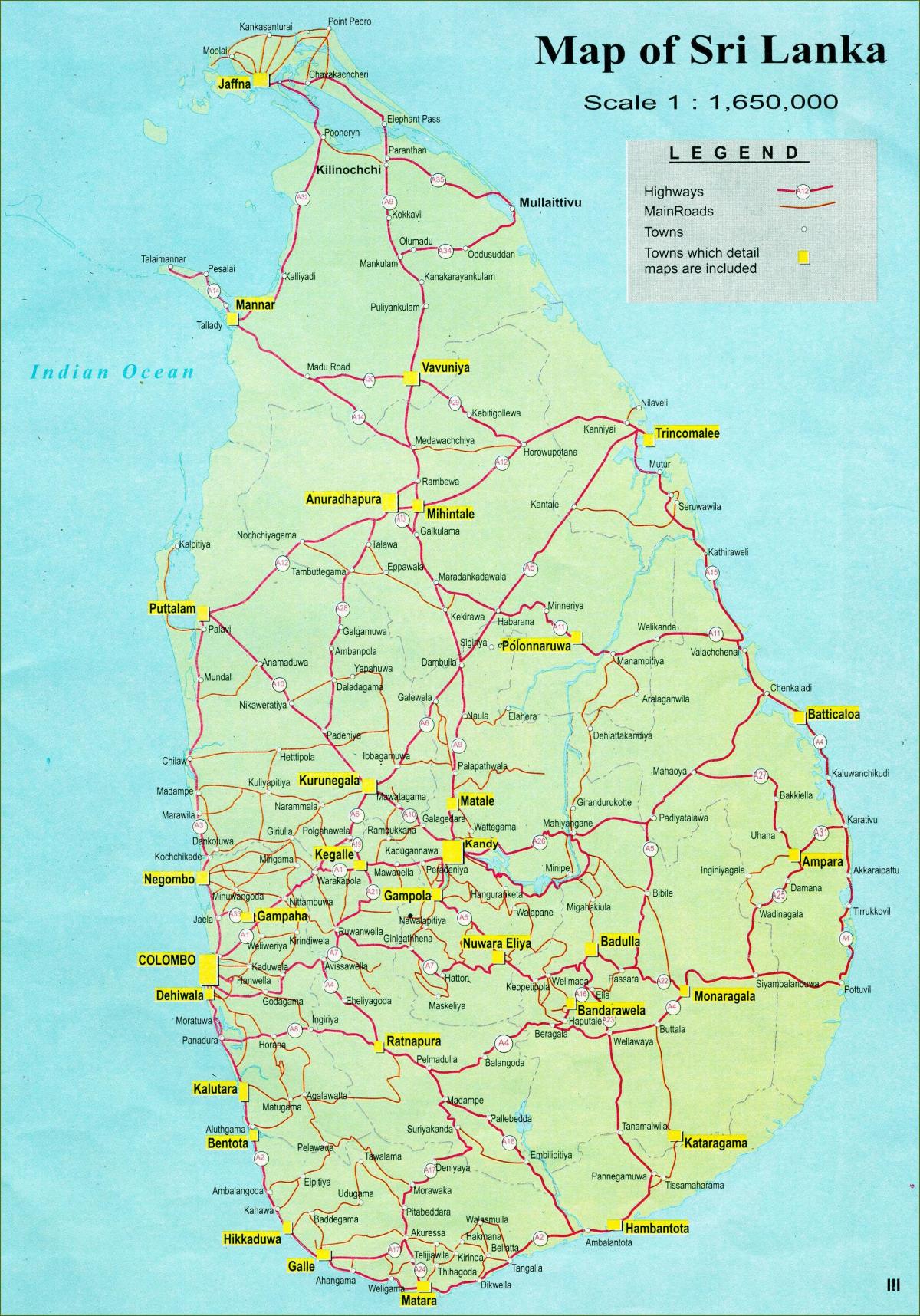 патот растојание карта на Шри Ланка