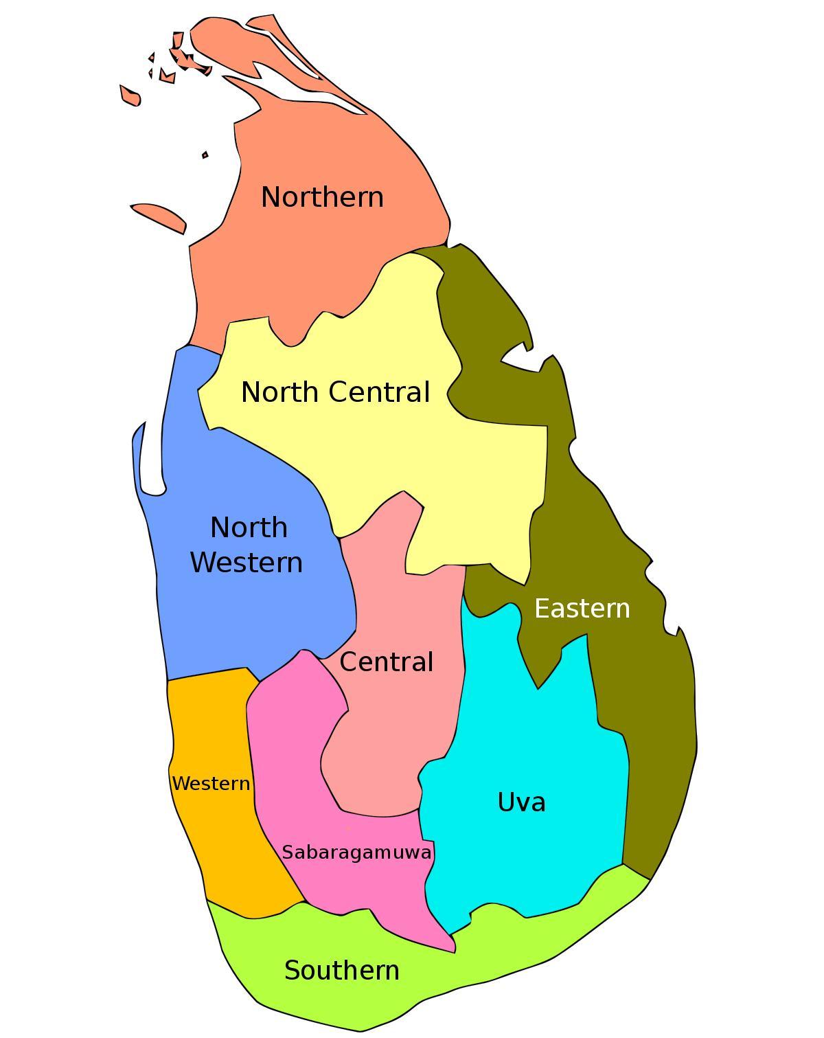 Шри Lankan провинции на мапата