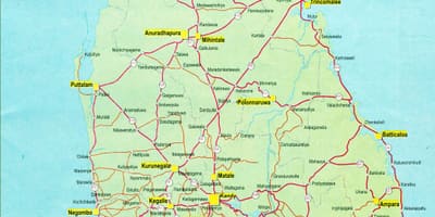 Патот растојание карта на Шри Ланка