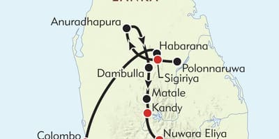 Карта на Шри Ланка патување