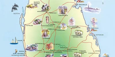 Туристички атракции Шри Ланка мапа