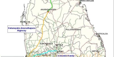 Карта на Шри Ланка expressway