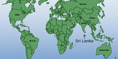 Мапата на светот покажува Шри Ланка