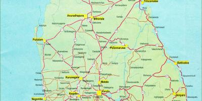 Карта на Шри Ланка мапата со растојание