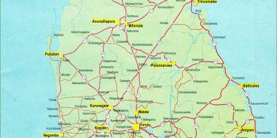 Патот растојание карта на Шри Ланка